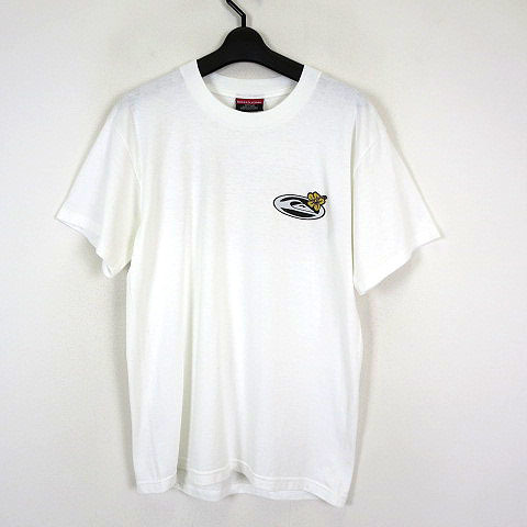 クイックシルバー QUIKSILVER Tシャツ ロゴ プリント クルーネック コットン 半袖 S 白 ホワイト メンズ_画像1