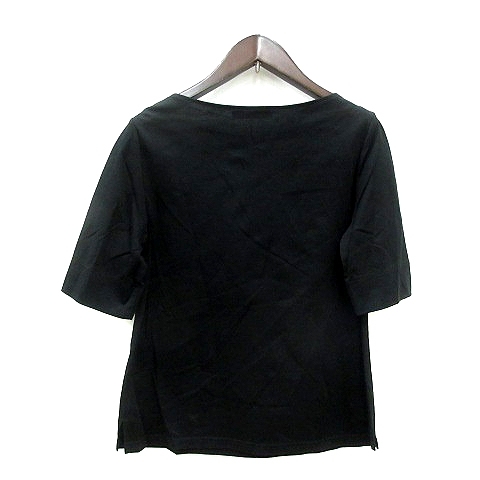エムプルミエ M-Premier カットソー Tシャツ クルーネック 五分袖 36 黒 ブラック /MN レディース_画像2