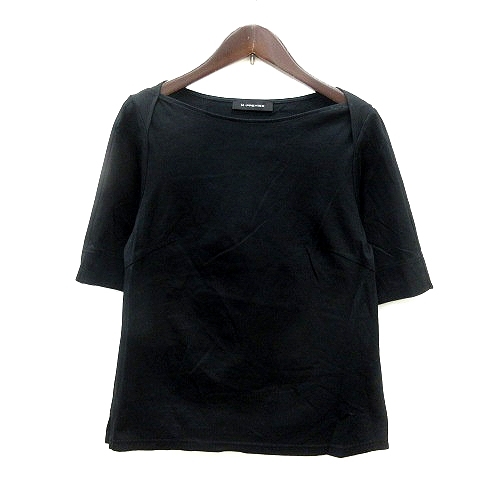 エムプルミエ M-Premier カットソー Tシャツ クルーネック 五分袖 36 黒 ブラック /MN レディース_画像1