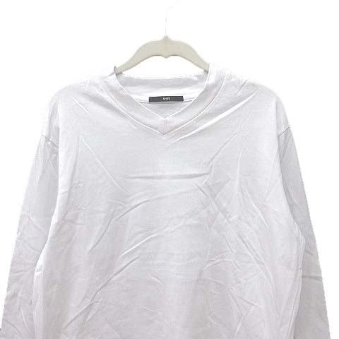  Ships SHIPS T-shirt cut and sewn long sleeve V neck plain S white white /CT men's 