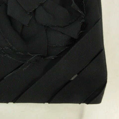 ランバン LANVIN コレクション COLLECTION 美品 近年 スカート フラワーモチーフ 装飾 切替 メッシュ ひざ丈 黒 ブラック 38 約M_画像5
