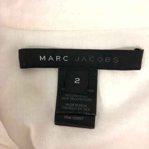 マークジェイコブス MARC JACOBS シャツ ブラウス コットン フリル ドット 刺繍 半袖 2 白 ホワイト レディース_画像3