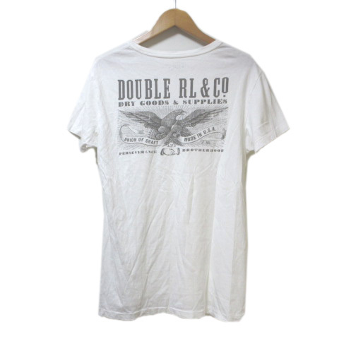 ダブルアールエル RRL ラルフローレン Tシャツ 半袖 カットソー ロゴ プリント 丸胴 S 白 ホワイト IBO41 X メンズ_画像2