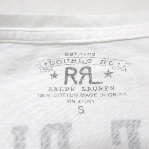 ダブルアールエル RRL ラルフローレン Tシャツ 半袖 カットソー ロゴ プリント 丸胴 S 白 ホワイト IBO41 X メンズ_画像7