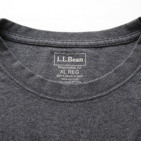 エルエルビーン L.L.BEAN ケアフリー アンシュリンカブル ポケット付き Tシャツ ロンT XL グレー メンズ_画像3