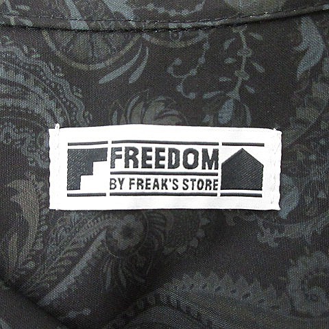 フリークスストア FREAKS STORE FREEDOM シャツ ステンカラー 五分袖 薄手 ペイズリー柄 M カーキ 黒 ブラック トップス メンズ_画像8