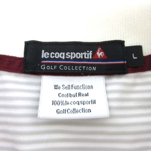 ルコックスポルティフ Le coq sportif ポロシャツ 半袖 ワッペン ゴルフ ウエア カットソー ボーダー L 白 ホワイト エンジ C062902 メンズの画像3