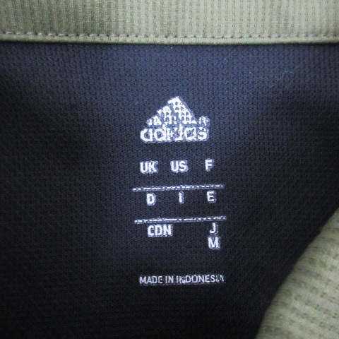 アディダス adidas ポロシャツ 半袖 ポロカラー 切替 ロゴプリント M カーキ 黒 ブラック /FF52 メンズ_画像5