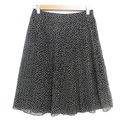  Indivi INDIVI pleated skirt knee height dot pattern polka dot pattern 38 white black white black /FF40 lady's 