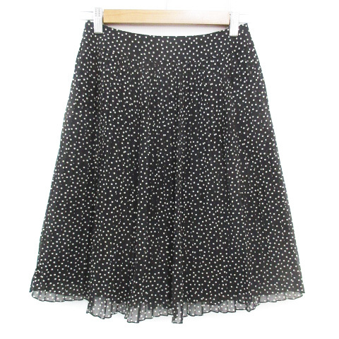  Indivi INDIVI pleated skirt knee height dot pattern polka dot pattern 38 white black white black /FF40 lady's 