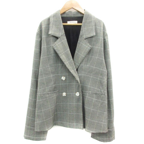  Moussy moussy tailored jacket middle height double button total lining Glenn check pattern 1 black black gray /YM40 lady's 