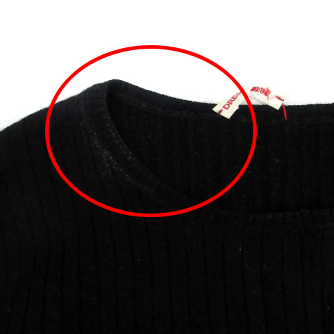  Dress Terior DRESSTERIOR knitted cut and sewn rib round neck long sleeve wool silk . black black /HO4 lady's 