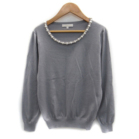  Proportion Body Dressing knitted cut and sewn long sleeve round neck fake pearl 2 gray /SM31 lady's 