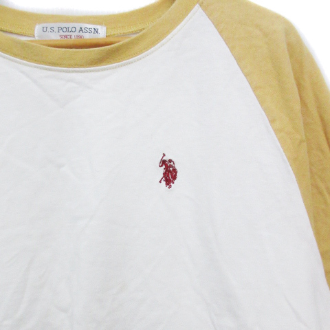 ユーエスポロアッスン U.S. POLO ASSN Tシャツ カットソー 半袖 ラウンドネック ロゴ刺? 透け感 F 白 ベージュ ホワイト /FF55 メンズ_画像3