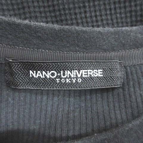 ナノユニバース nano universe Tシャツ カットソー 半袖 ワッフル地 クルーネック M 黒 ブラック /CT メンズ_画像6