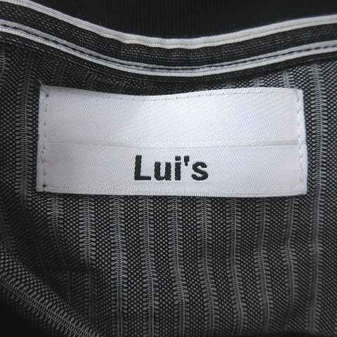 ルイス Lui's カットソー ストライプ ハーフジップ 七分袖 S 黒 ブラック 白 ホワイト /MS レディース_画像5