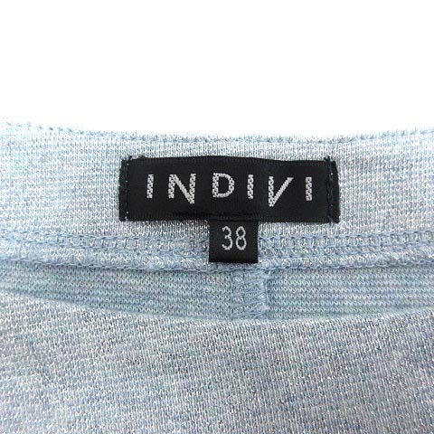  Indivi INDIVI knitted cut and sewn do Le Mans sleeve . minute sleeve 38 light blue light blue /YK #MO lady's 