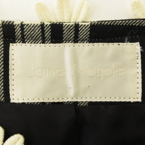 ジェーンマープル Jane Marple ポンチョ ジャケット 付け袖 2way チェック フラワーモチーフ コットン 黒 ブラック アウター ■GKP レディ_画像8