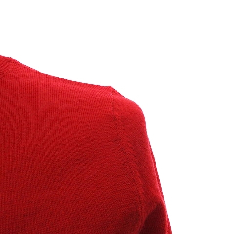 ポールスミス ブラック レーベル Paul Smith BLACK LABEL カーディガン 長袖 丸首 リボン 切替 無地 ウール 赤 レッド M レディースの画像5