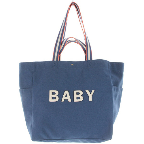 アニヤハインドマーチ ANYA HINDMARCH Baby Household Tote トートバッグ ハンドバッグ ショルダーバッグ 2way ロゴ キャンバス 紺 ネイビ_画像1