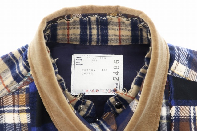 サカイ sacai 21SS FLANNEL PLAID MIX BLOUSON 21-02486M フランネル チェック シャツ ブルゾン 長袖 1 マルチカラー ブランド古着ベクトル_画像3