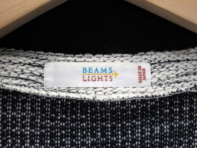  Beams laitsuBEAMS Lights jacket no color knitted lame 7 minute sleeve 38 white black lady's 