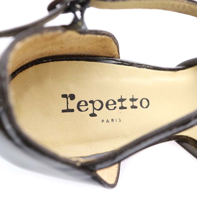 レペット Repetto パンプス Tストラップ アーモンドトゥ エナメル 38 24.0cm 茶 ブラウン /MF ■OS レディース_画像5