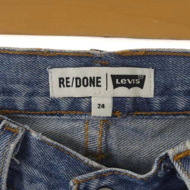 リダン RE/DONE テーパードデニムパンツ ジーンズ カットオフ ダメージ加工 ボタンフライ 24 ライトブルー /DO ■OS レディース_画像3