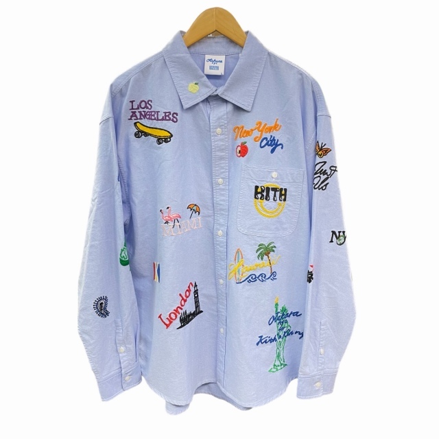 特別価格 Prestige Shirt Down Button Oxford Apollo 23SS NYC Otakara オタカラ x KITH キス オックスフォード L 水色 タグ付き 刺繍 シャツ アポロ Lサイズ