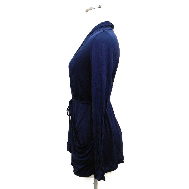  Untitled UNTITLEDtopa- cardigan ribbon .. feeling Drop shoulder plain long sleeve 2 navy blue navy /NT35 lady's 