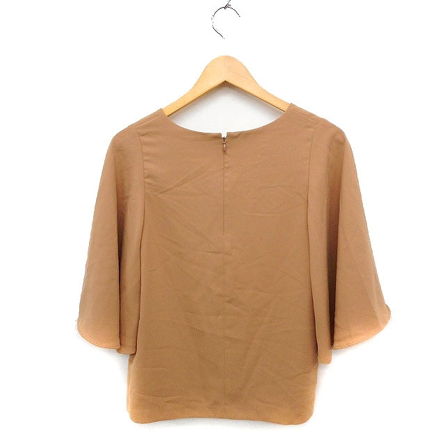  La Totalite La TOTALITE wide sleeve shirt blouse 7 minute sleeve V neck plain chiffon F Camel tea /FT11 lady's 