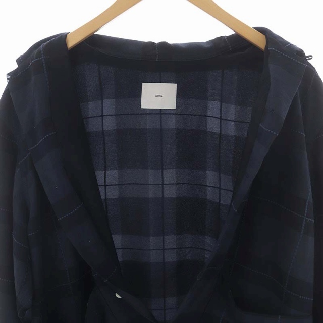 アタ ATHA レイヤードデザインオープンカラーチェックシャツ 長袖 F 紺 黒 ネイビー ブラック /ES ■OS ■SH メンズ_画像6