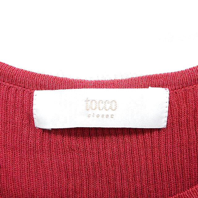 トッコ TOCCO ニット セーター フレアスリーブ リブ ハイゲージ 装飾 透け感 半袖 M くすみピンク /NT19 レディース_画像3