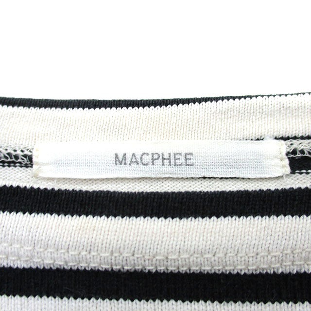 マカフィー MACPHEE トゥモローランド カットソー Tシャツ 長袖 スタッツ コットン ボーダー 1 ブラック 黒 アイボリー 白 /KT19 レディー_画像3