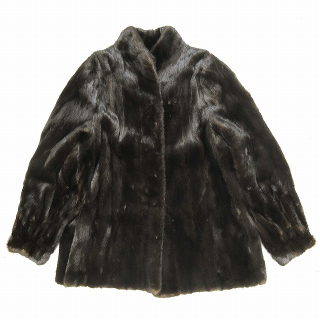 極美品 レビオン ブラックラグマ Revillon BLACKGLAMA MINK ミンク ファー コート ジャケット ブルゾン ショールカラー 上着 アウター 毛皮_画像1