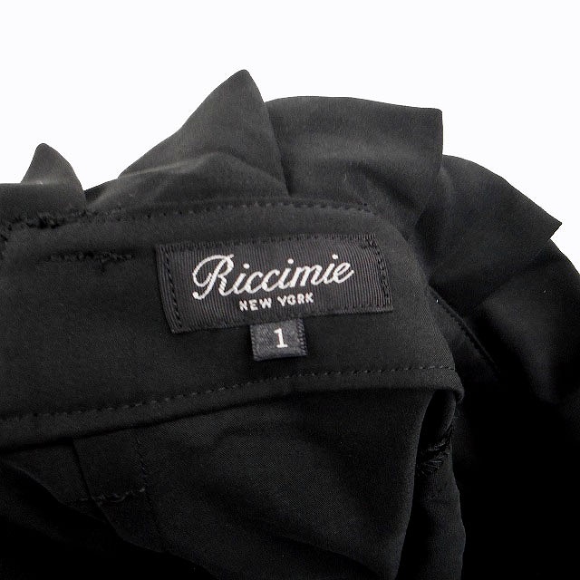 リッチミー Riccimie テーパード パンツ 無地 シンプル フリル タック ロールアップ 綿混 1 ブラック 黒 /HT18 レディース_画像3