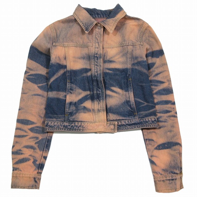  Fendi FENDI Vintage hige reticulum bleach processing Denim jacket blouson coverall short I42 pink blue group /7