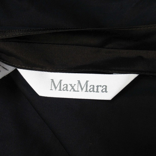 マックスマーラ MAX MARA 白タグ コットン シルク スタンドカラー ジャケット ブルゾン 羽織 シャイニー 光沢 アウター 40 ダークブラウン_画像6