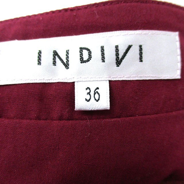 インディヴィ INDIVI スカート タイト ロング シンプル 36 ワインレッド /KT19 レディース_画像3