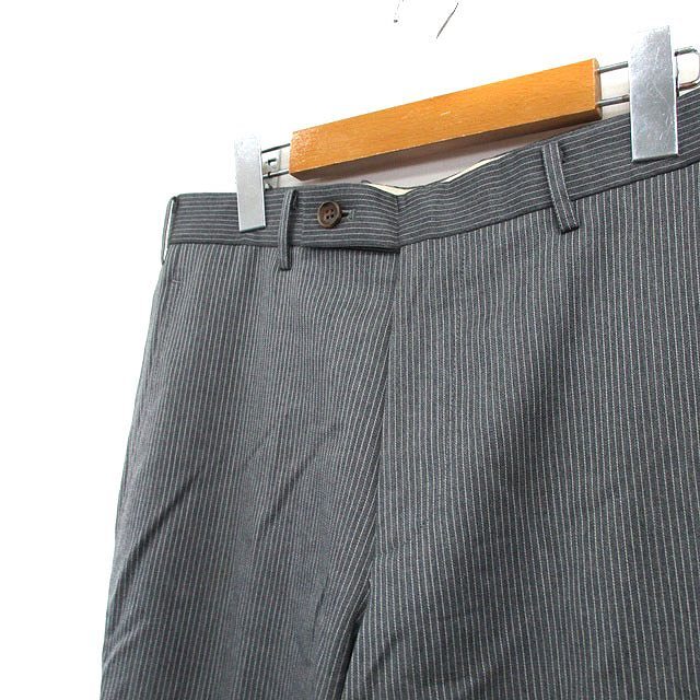  Takeo Kikuchi TAKEO KIKUCHI pants slacks center Press wool stripe 2 gray ash /KT21 men's 