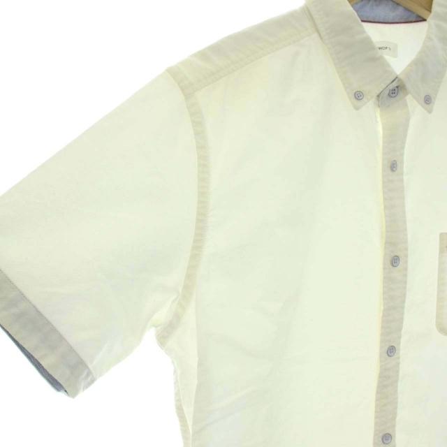  The shop tea ke-THE SHOP TK button down shirt short sleeves one Point XL white white /DK men's 