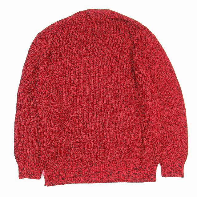 美品 21aw シュプリーム Melange Rib Knit Sweater Top メランジ リブニット セーター トップ スモール ボックスロゴ クルーネック XL 赤_画像2