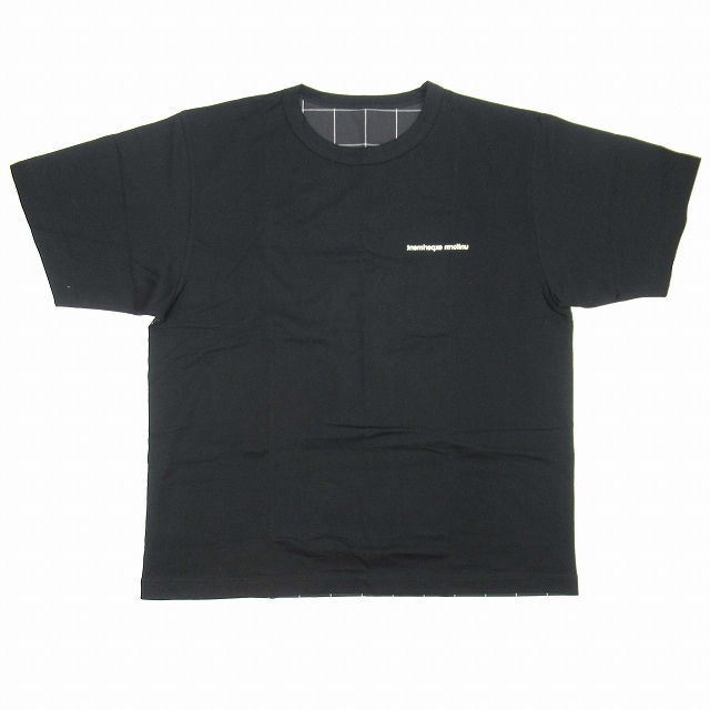 極美品 20ss ユニフォームエクスペリメント BACK GRAPH CHECK PANELED TEE Tシャツ バック グラフチェック パネル 布帛 ドッキング 3 黒