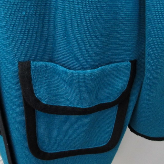 イヴサンローラン YVES SAINT LAURENT ウールロングカーディガン コート ジャケット ニット 青系 ブルー M 0726 ■GY18 レディース_画像5