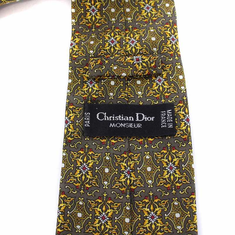 クリスチャンディオール Christian Dior MONSIEUR ネクタイ 総柄 絹 シルク100％ グレージュ /KH ■OH ■GY08 メンズ_画像5