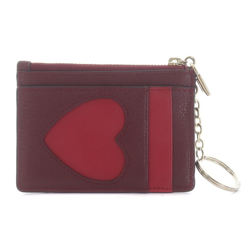  Furla FURLA pass case ticket holder coin case change purse . key ring attaching Heart bordeaux red red WP00149 #OF /SI37 lady's 