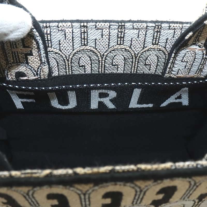  Furla FURLAopochuniti Mini tote bag handbag shoulder bag 2way beige black black 