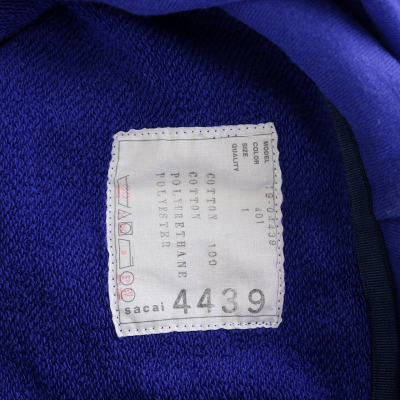 サカイ sacai 19SS フリル スウェットパーカー プルオーバー 半袖 1 S 青 ブルー 19-04439 /YI2 レディース_画像7