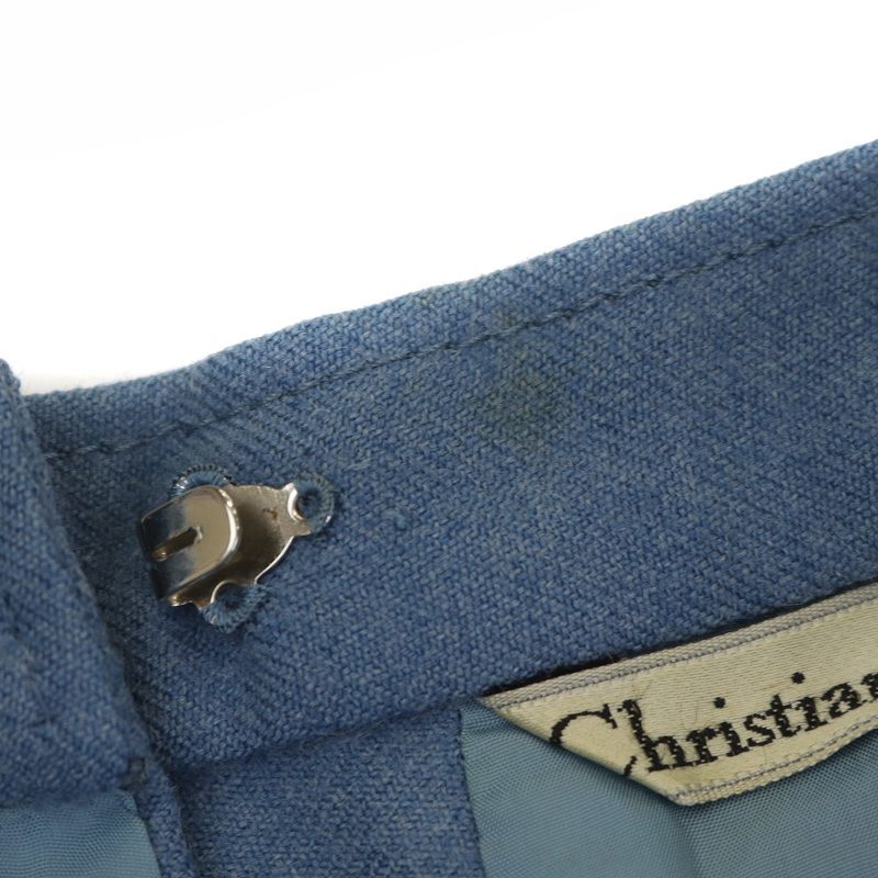 クリスチャンディオール Christian Dior ヴィンテージ フレアスカート ミモレ ロング フロントボタン ウール M 青 ブルー ■GY09 /SI13_画像8