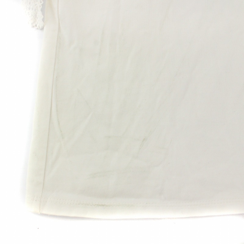 ルシェルブルー LE CIEL BLEU 19SS カットソー Tシャツ パネルスリーブ クルーネック 半袖 レース 切替 38 M 白 ホワイトの画像7